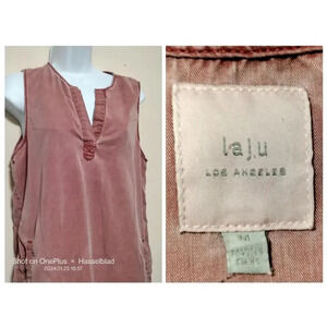 LAJU size Medium Sleeveless Tank Dress Red Washed pockets